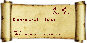 Kapronczai Ilona névjegykártya